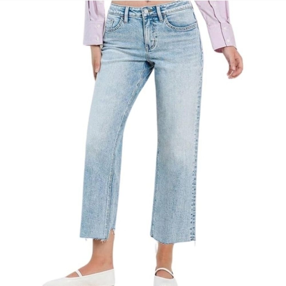 Flying Monkey High-Rise Raw Hem Cropped Dad Jeans F5584 Size 28 Straight
